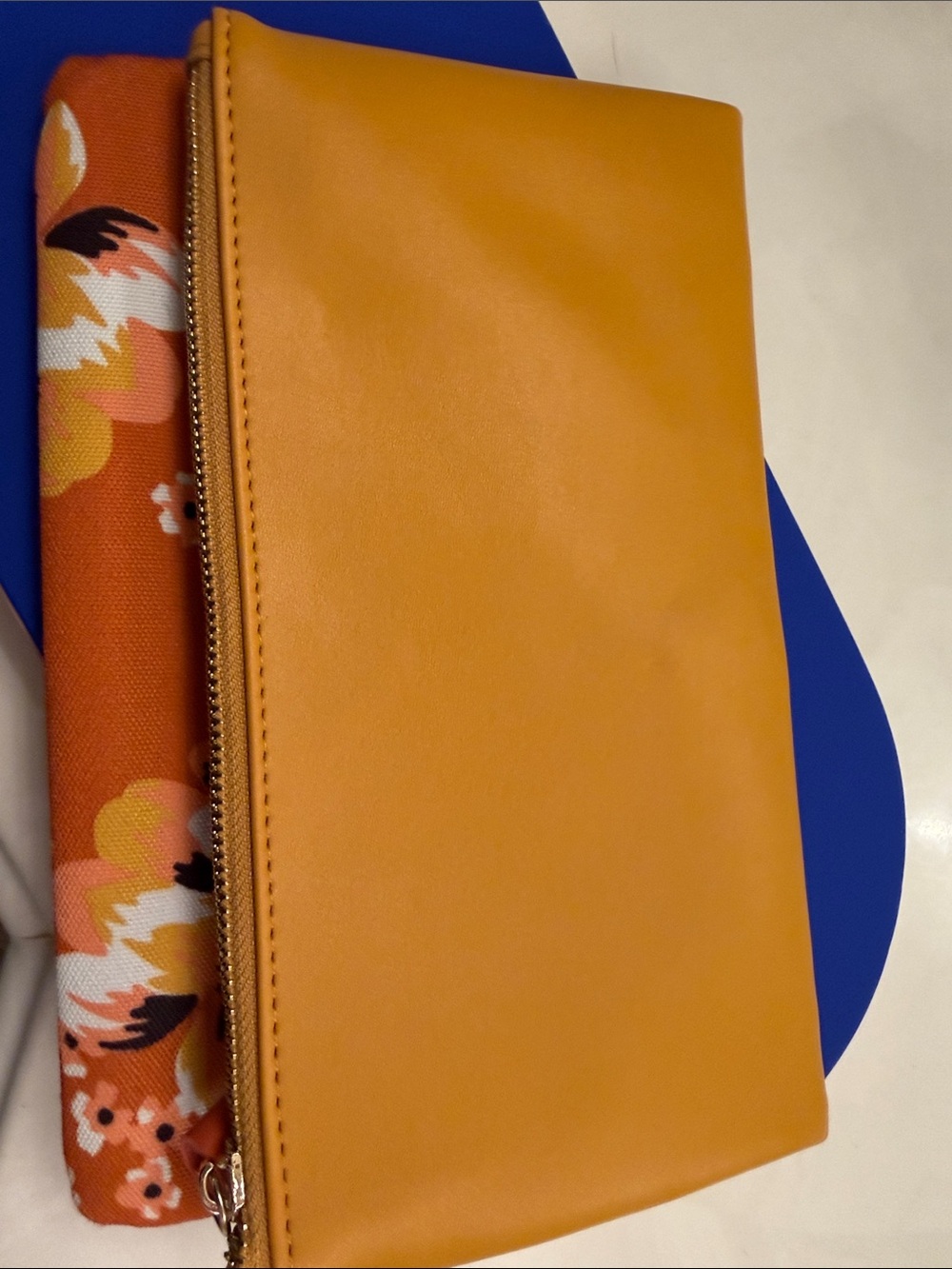 Rachel Pally Mustard Yellow Zip Clutch with Floral Insert